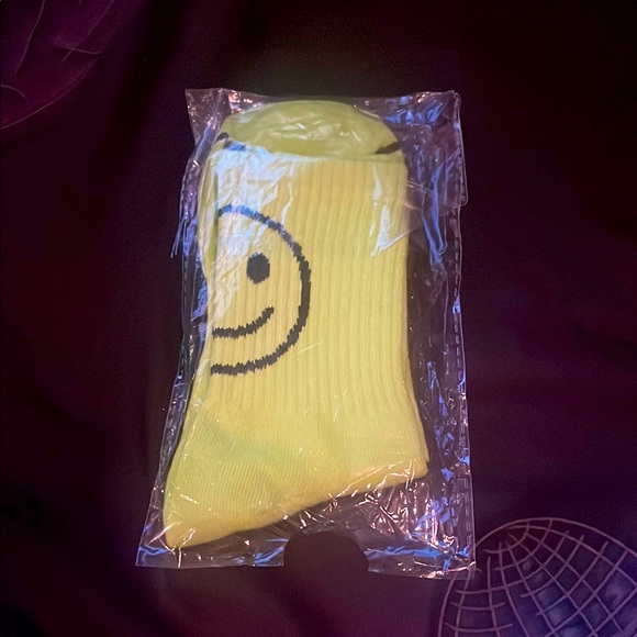 Yellow Smiley Face Socks - Picture 1 of 2